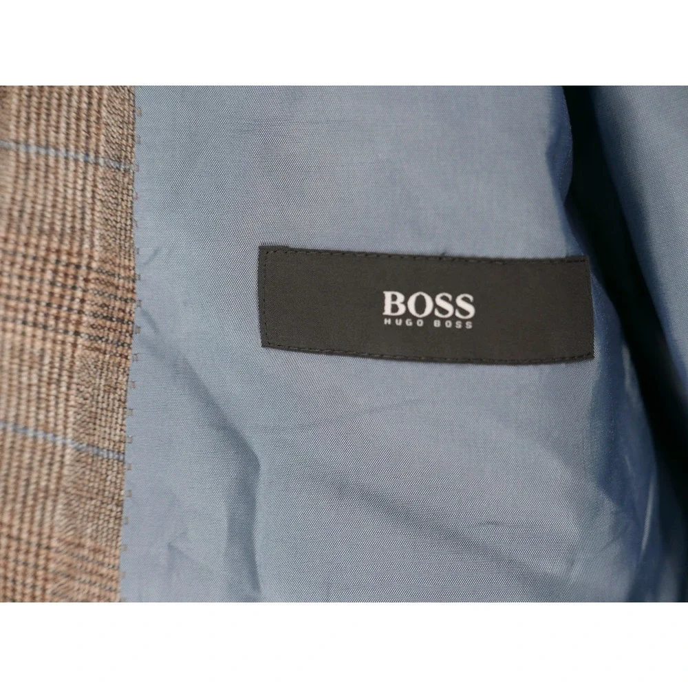Hugo Boss Suit Brown Plaid Rossellini/Movie Wool Tweed USA 2 Piece 42R 36x33